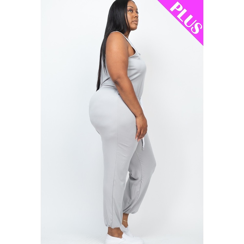 Plus Elasticized Waist Jogger Jumpsuit - Picture 2 of 7